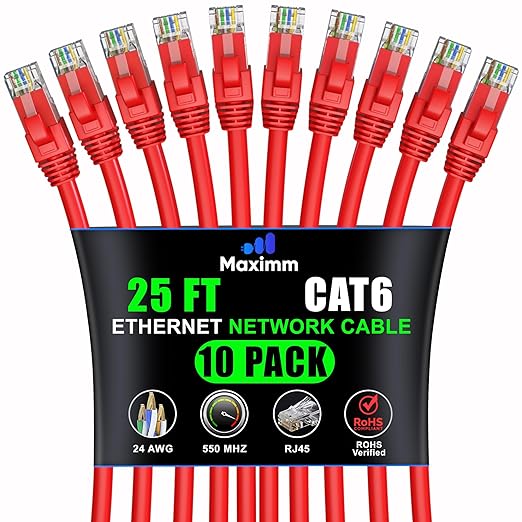 Maximm Cat 6 Ethernet Cable 25 ft by MaximmCable