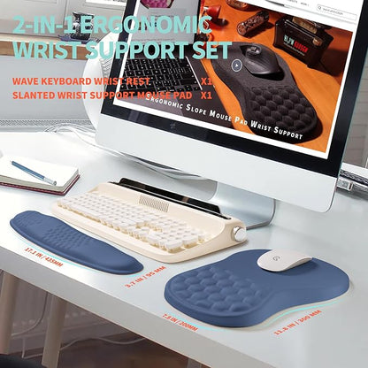 2-in-1 Ergonomic Set, Wave Rise Keyboard Wrist Rest and Massage Bulge Slope - Image 5