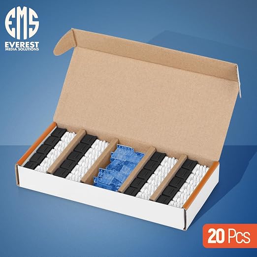Everest 90° Angled RJ45 Cat5e Keystone Jacks 20-Pack in Black - Image 2
