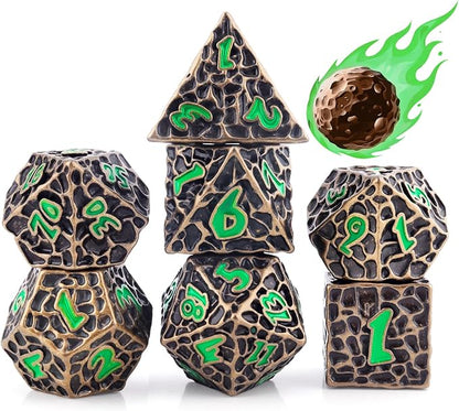 PJOY Metal Dice Set D&D for Dungeons and Dragons Green Metal Druid DND Dice by PJOYDice