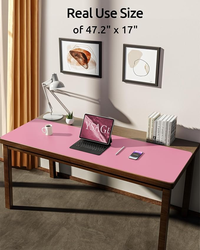 YSAGi Leather Desk Pad Protector, Office Desk Mat, Large Mouse Pad, Non-Slip PU - Image 3