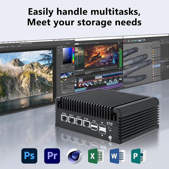 Firewall Micro Appliance Core N150, 4xi226-V 2.5G Fanless Mini PC, 2*NVMe 2*SATA - Image 5