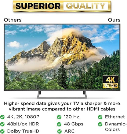 PowerBear 4K HDMI Cable 50 ft | High Speed, Braided Nylon & Gold Connectors - Image 4