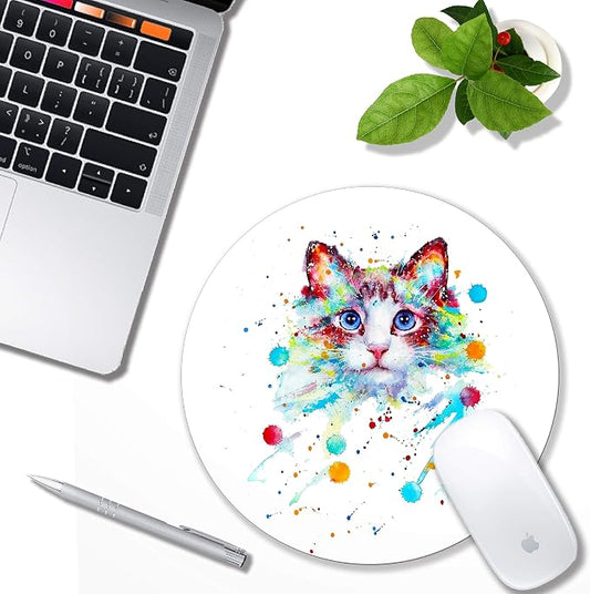 Watercolor Cat Mouse pad Computer Mousepad Personalized Design Mouse Pads - Image 2