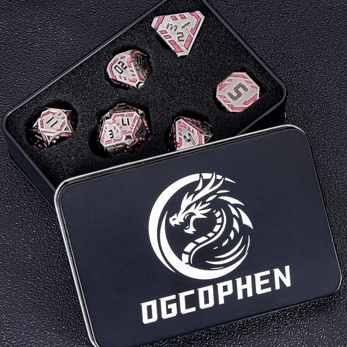 Metal DND Sci-fi Dice Set 7PCS Stripe Polyhedral Dice - Image 7
