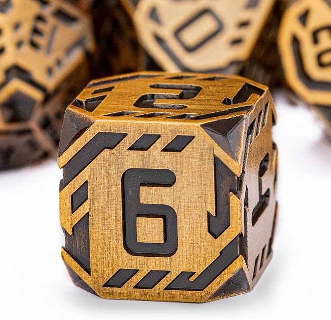 Metal DND Sci-fi Dice Set 7PCS Stripe Polyhedral Dice - Image 3