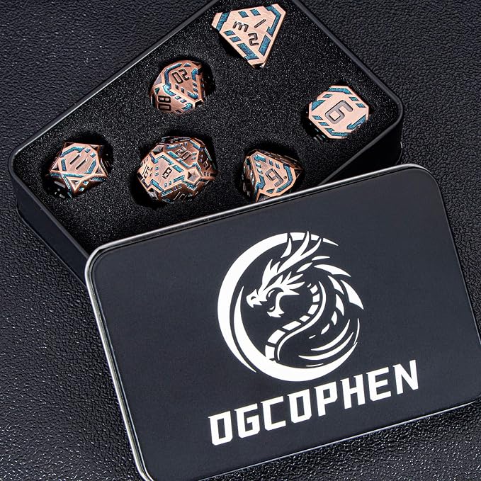 Metal DND Sci-fi Dice Set 7PCS Stripe Polyhedral Dice - Image 7