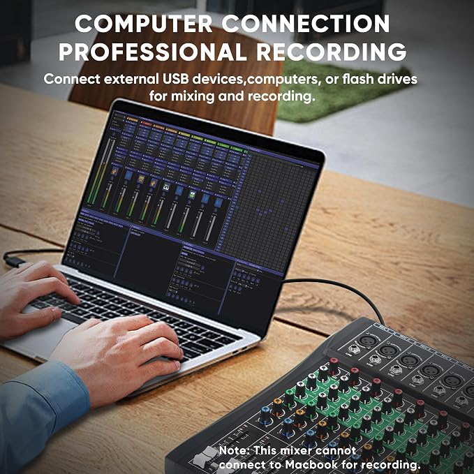 12 Channel Audio Mixer, Professional DJ Mixer Board Sound Music Mixing Console - Image 4