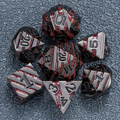 Metal Dice Set DND, Metallic Glitter Stripes D&D Dice Set - Image 6