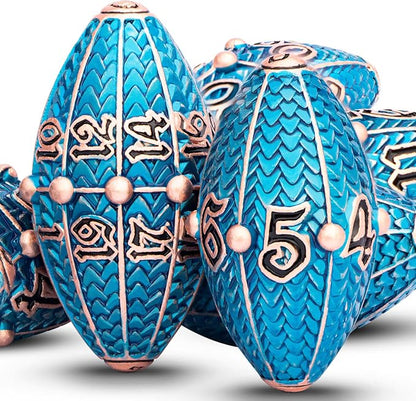 ARUOHHA DND Metal Dice Copper Blue Dragon Egg Dice by ARUOHHA