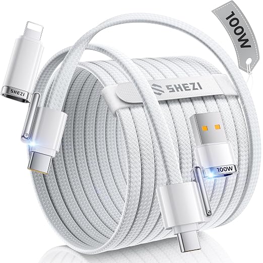 SHEZI 4-in-1 Compatible with USB C to Lightning Cable 100W Fast Charging & Data by SHEZI