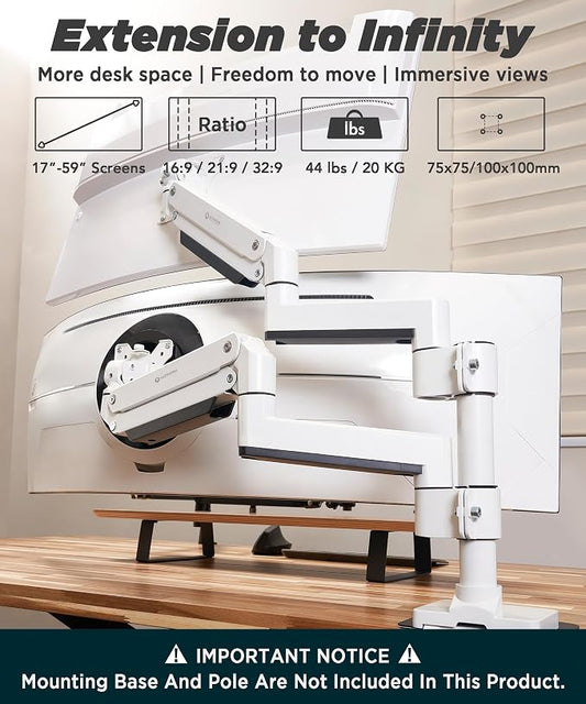 Heavy Duty Extension Arm Dual 49" Vertical Stacked Monitor Mount Height - Image 2