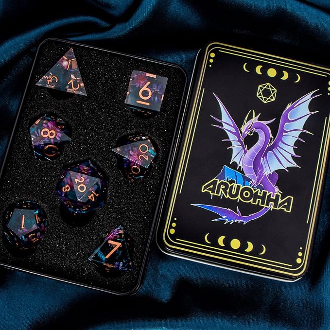 ARUOHHA DND Resin Dice Translucent Sharp Edged Dragons Dice Set - Image 6
