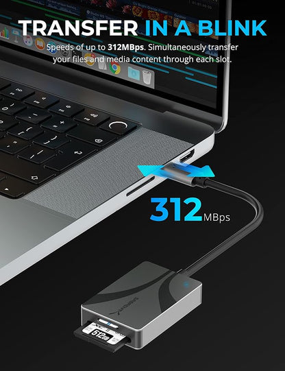 SABRENT USB Type-C Card Reader, Dual-Slot UHS-II SDXC and microSDXC SD 4.0 - Image 3