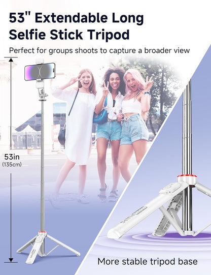 Selfie Stick Tripod with 2 Light, 3 Light Modes & 6 Brightness Levels - Image 2