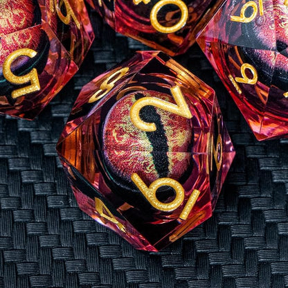 ARUOHHA DND Resin Dice Dragon Eye Dice Liquid Core Red Sharp Edged Dice Set - Image 7
