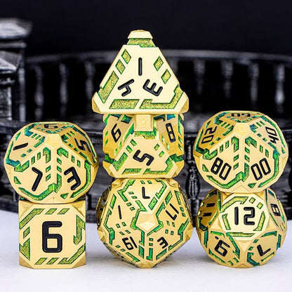 Metal DND Sci-fi Dice Set 7PCS Stripe Polyhedral Dice - Image 2