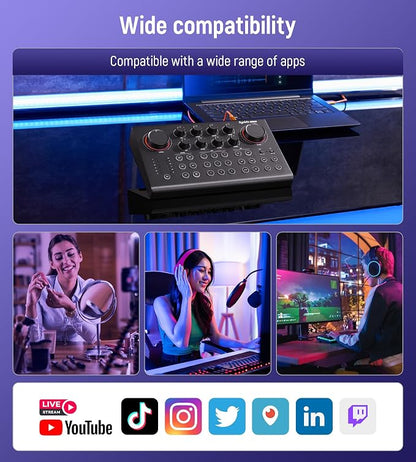 Synido Podcast Equipment Sound Card, Audio Interface Mixer - Image 5