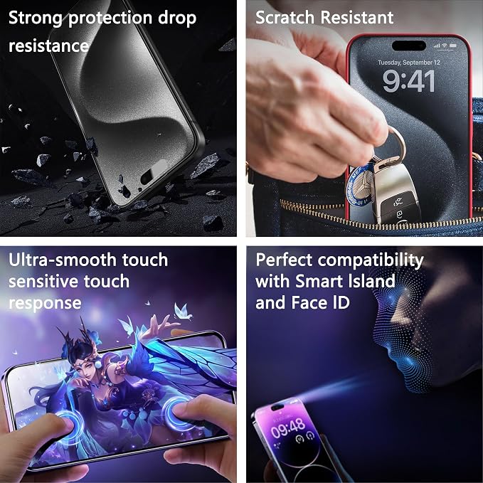 2 Pack Matte Screen Protector for iPhone 16 Pro Max, 9H Tempered Glass - Image 6