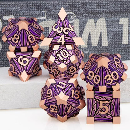 7PCS Metal DND Dice Set with Box, Debris RPG Purple D and D Dice - Image 5