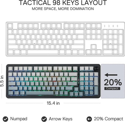 Redragon K686 PRO 98 Keys Wireless Gasket RGB Gaming Keyboard, 3-Mode PBT - Image 3
