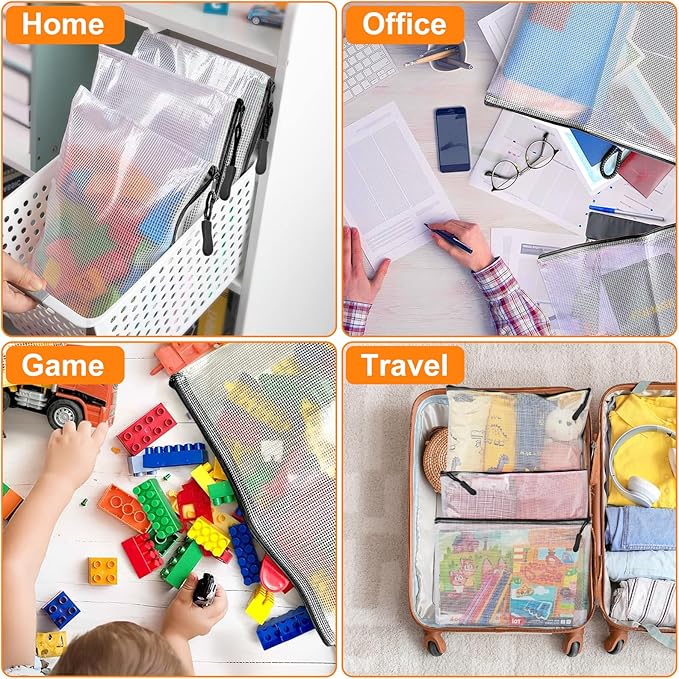 20pcs Plastic Mesh Zipper Pouch Bags, A3 17x12 Inches Extra Large Zipper Bags - Image 4