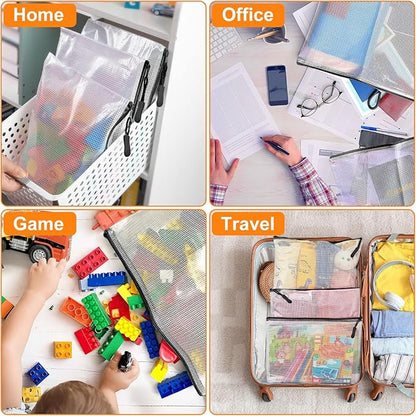 20pcs Plastic Mesh Zipper Pouch Bags, A3 17x12 Inches Extra Large Zipper Bags - Image 4