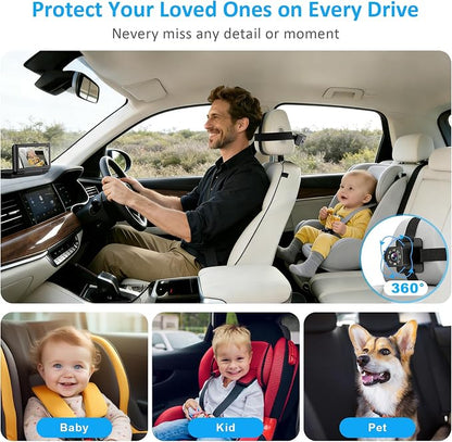 Baby Car Camera for 2 Kids, 6.86" 1080P HD Split Screen Baby Monitor - Image 5