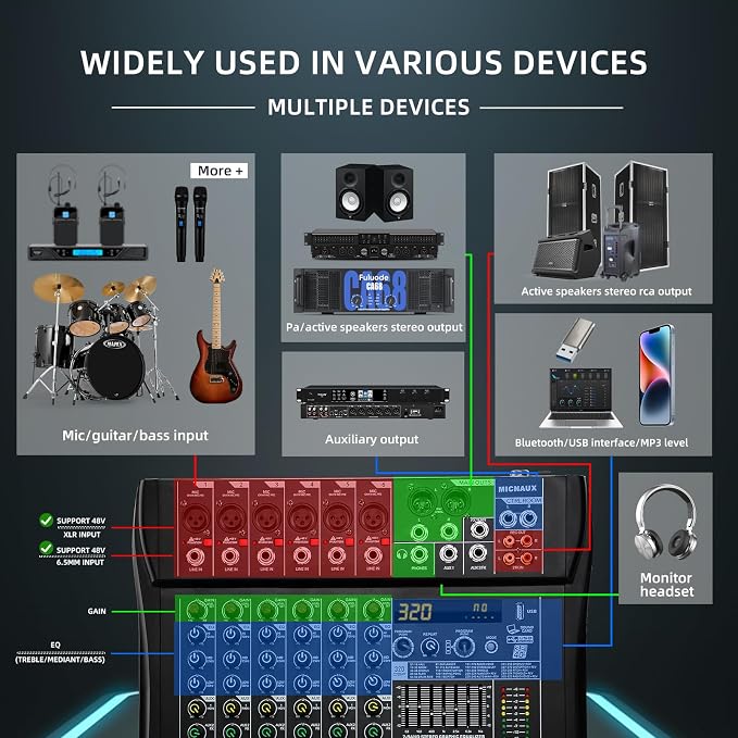 Audio Mixer 6 Channel Professional Mixer Console - Image 9