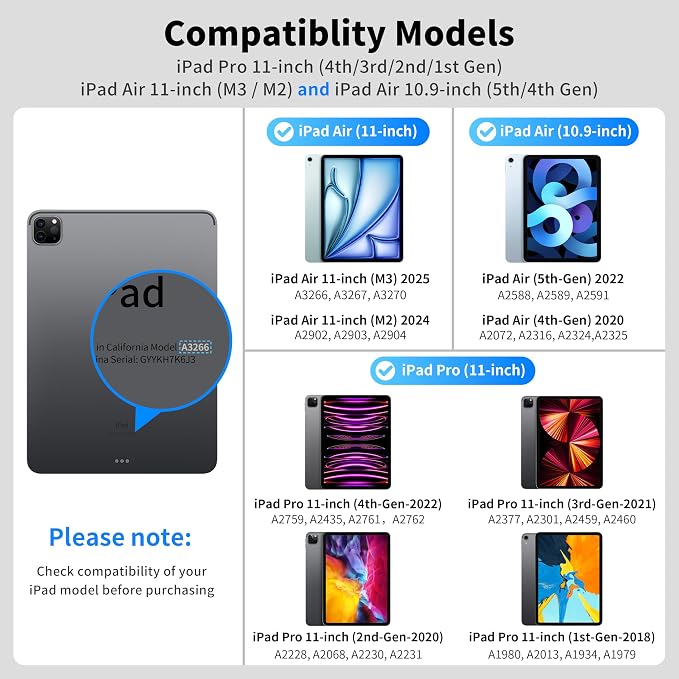 Keyboard Case for iPad Air 11 inch, Magnetic Detachable Keyboard Case for iPad - Image 3
