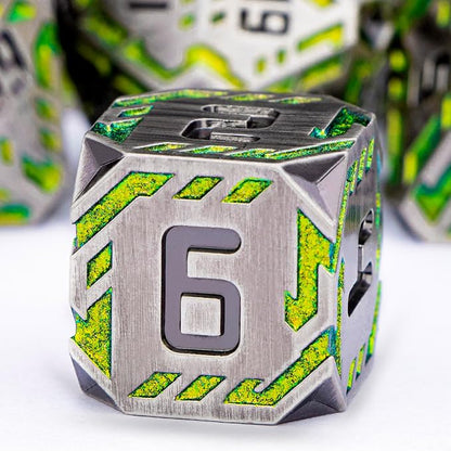Metal DND Sci-fi Dice Set 7PCS Stripe Polyhedral Dice - Image 3