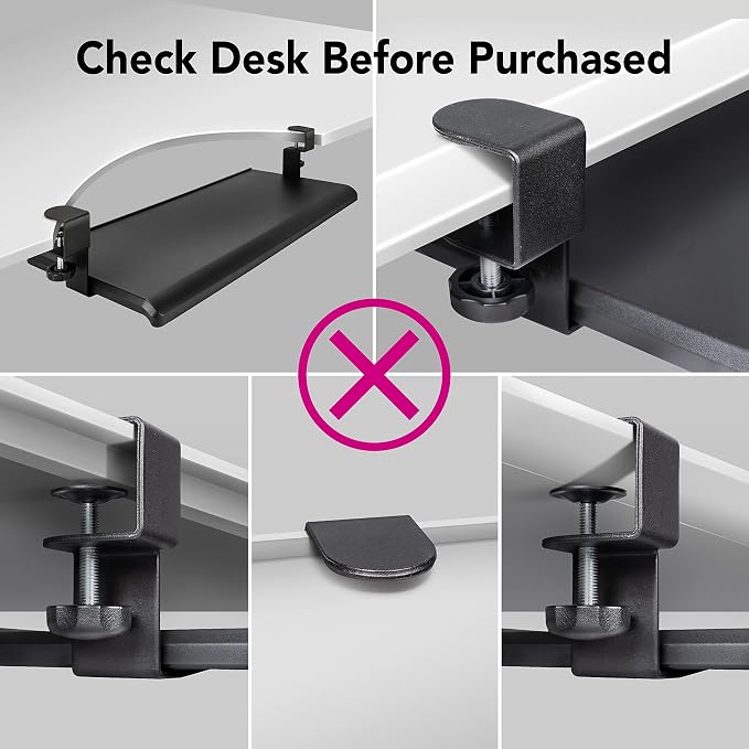 EHO Clamp-On Retractable Adjustable Keyboard Tray, Under Desk Ergonomic - Image 4