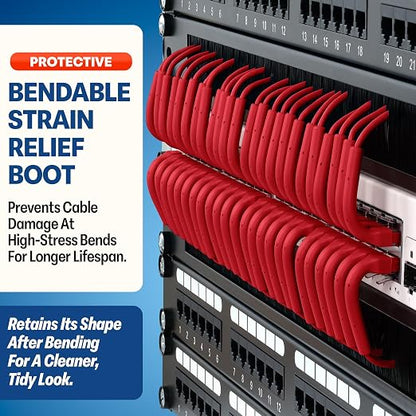 Everest Ultra Slim Cat6a Ethernet Patch Cables 1.5ft Red - Image 3