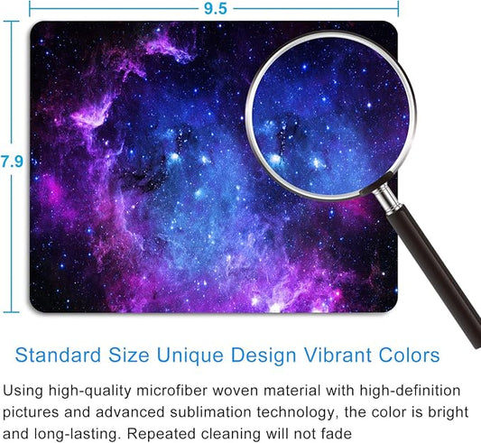 Purple Galaxy Mouse pad, Small Personalized Nebula Design Washable Rubber Mouse - Image 2