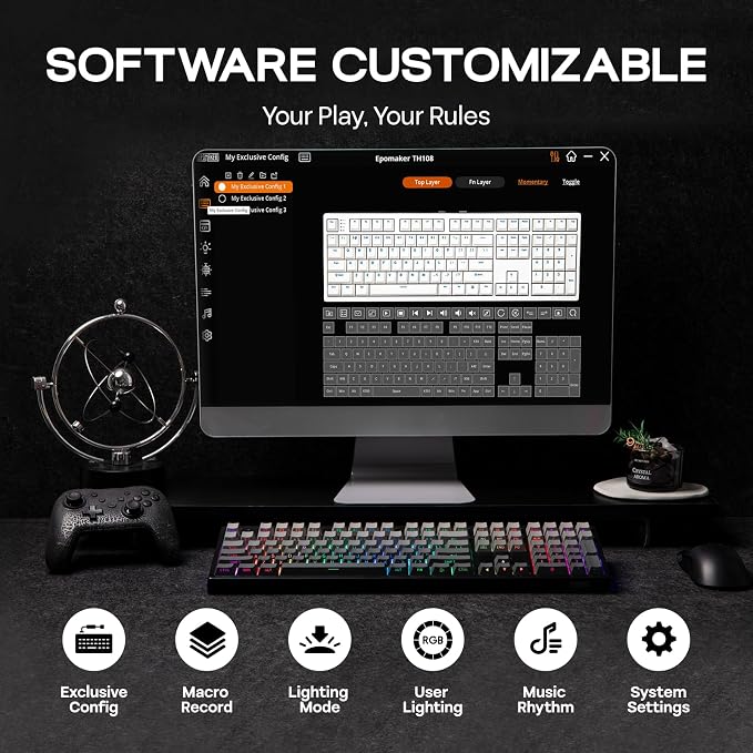 EPOMAKER TH108 Full Size Mechanical Keyboard, Wireless Gaming Keyboard - Image 6