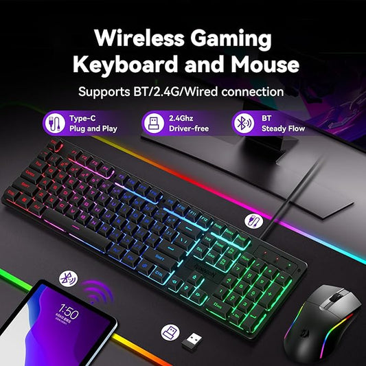 Redragon S107KS Wireless Gaming Keyboard and Mouse, RGB Backlit, 3 Mode - Image 2