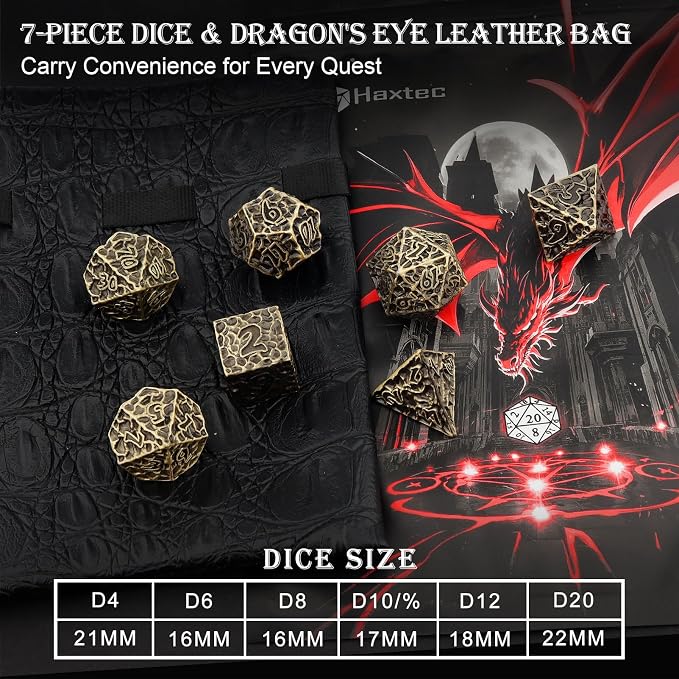 Haxtec Metal DND Dice Set Polyhedral D&D Dice Compatible - Image 8