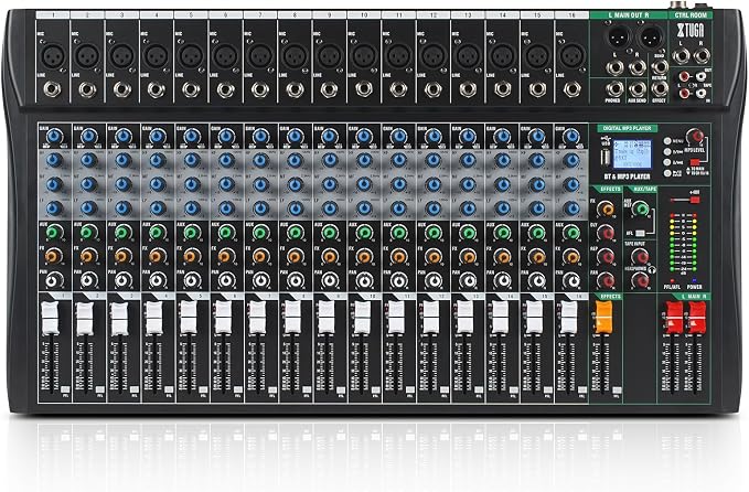 XTUGA 16 Channel Audio Mixer Sound Board Mixing Console, Audio Interface PC USB by XTUGA