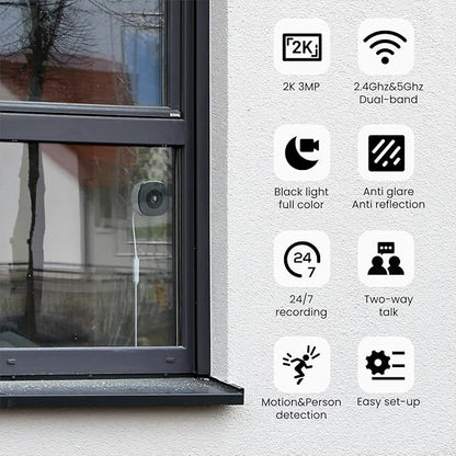 INFIYA 2K No Drill Window Camera-2 Pack 2.4Ghz & 5Ghz WiFi Dome Cameras - Image 2