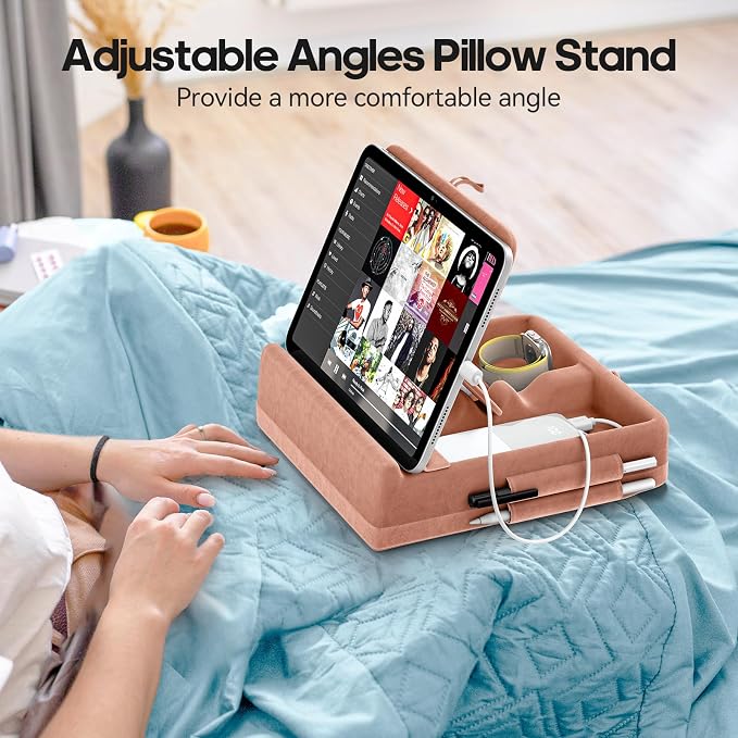 KDD Tablet Pillow Stand with Storage, Foldable iPad Holder - Image 3
