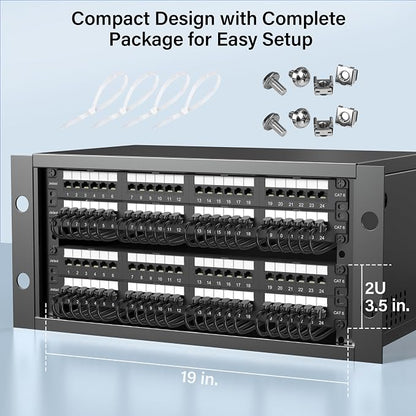 Jadaol 48 Port Cat6 Patch Panel, 2U 19 Inch Rackmount Punch Down Network Panel - Image 7