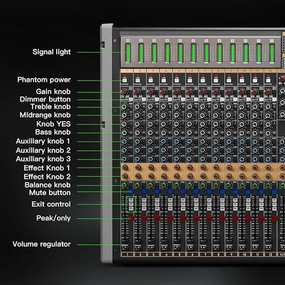 Professional Audio Mixer, 24 Channel Sound Board Mixing Console, Dual DSP Reverb - Image 8