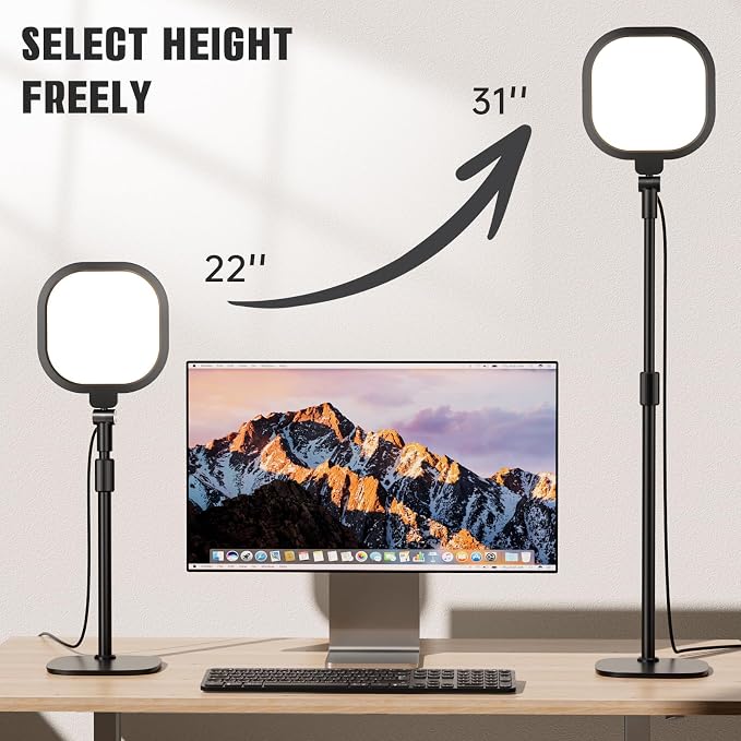 2 Packs Video Conference Lighting Kits, Dimmable Desk Ring Light - Image 4