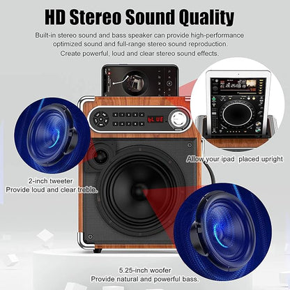 Bluetooth Speaker with Two Wireless Microphones, Outdoor Speaker with - Image 2
