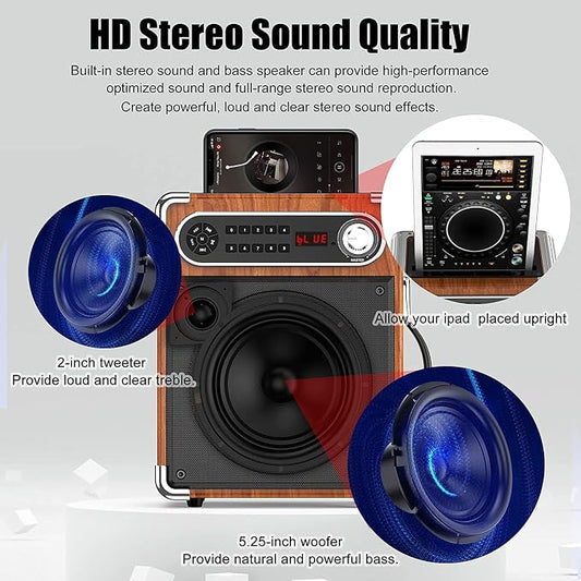 Bluetooth Speaker with Two Wireless Microphones, Outdoor Speaker with - Image 2