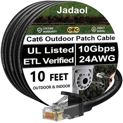 Jadaol Cat 6 Ethernet Cable 10ft, Outdoor&Indoor, 10Gbps Support Cat8/7 Network by Jadaol