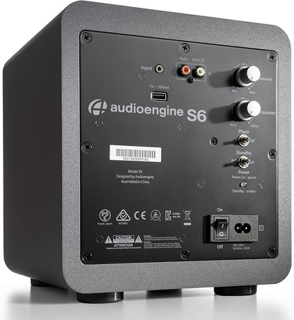 Audioengine S6 210W Compact Powered Mini Subwoofer- Powerful Bass in a Small - Image 2