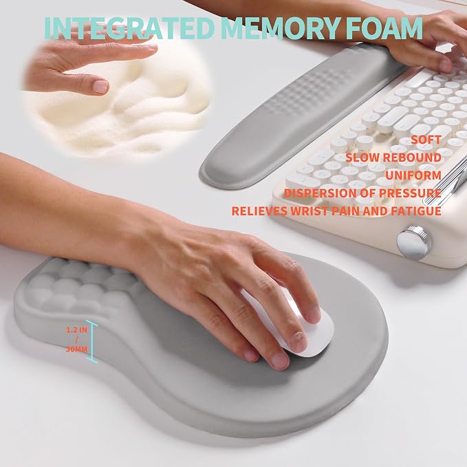 2-in-1 Ergonomic Set, Wave Rise Keyboard Wrist Rest and Massage Bulge Slope - Image 4