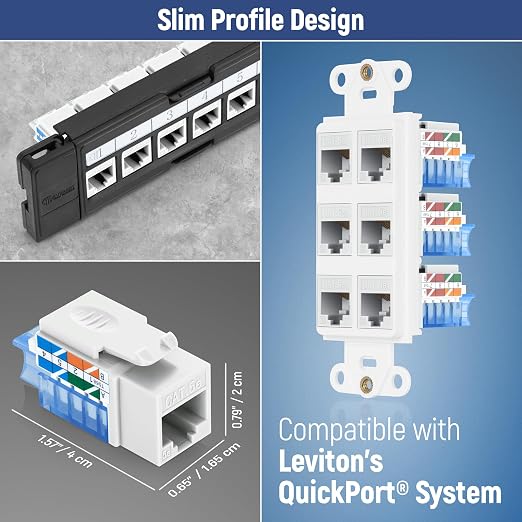 Everest 45° Angled RJ45 Cat5e Keystone Jacks 50-Pack in White - Image 7