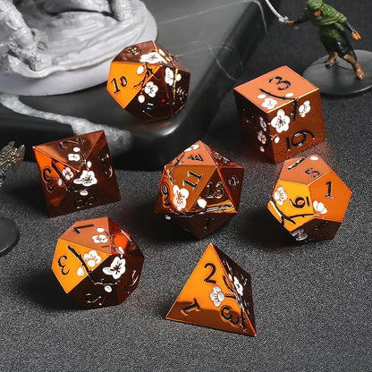 Orange Metal Dice D&D, DNDND 7 PCS Heavy Metallic DND Dice Set - Image 4